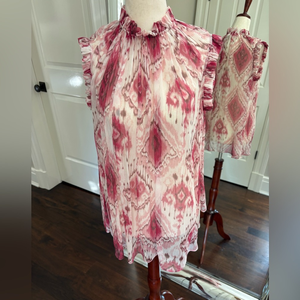 Zimmermann Pink and White Aztec Patterned Sleeveless top